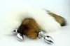 Senaste sexiga rostfritt stål Analplugg med Real Fox Tail Bead Anus Plug Vuxen BDSM Produkt Sex Toy Size S M L3778198