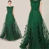 Modig Zuhair Murad Evening Dresses 2019 Emerald Green Tulle Cap Sleeve Party Dresses Kvinnor Custom Formell Prom Dress Red Carpet Gowns