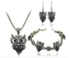 DHL Smycken Sats Tibet Silver Vintage Turkos Owl Hängsmycke Halsband Charms Örhängen Armband Smycken för kvinnor Juldekorationer