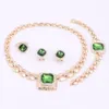 Accesorios para fiesta de boda, juegos de joyas con gemas de cristal para mujer, collar de cuentas africanas, pulsera, pendientes, conjunto de anillo, regalo de Navidad