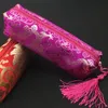 Waterproof Tassel Long Zipper Bags Silk Brocade Travel Jewelry Necklace Storage Pouch Pencil Case Makeup Tools Packaging Bag Cosmetic Purse