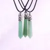 Green Aventurine Jade Pillar Stone Necklace Natural Crystal Hexagonal Gemstone Amazonite Healing Point Prosperity Confidence Witch Necklace