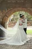 Dubai High-Neck Mermaid Wedding Dresses Bridal Gowns Sheer Long Sleeves Beaded Lace Applique Wedding Gown Sexy Tulle Long Bridal Dress