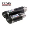 TKOSM Motorcycle Exhaust Muffler Pipe LEOVICNE Carbon Fiber Exhaust pipe CBR 125 250 CB400 CB600 YZF FZ400 Z750 Cafe Racer Exhaust Pipe