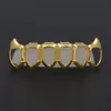 New Hip Hop Custom Fit Grill Six Hollow Open Face Gold Mouth Grillz Caps Top & Bottom With Silicone Vampire teeth Set