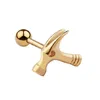 Neue trendige Titan Stahl Hammer Ohrstecker Silber Gold Schwarz Punk Gothic Ohrstecker Ohrringe Unisex Piercings Schmuck Großhandel auf Lager