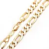Mens 24k Real Yellow Solid Gold GF 8mm Italian Figaro Link Chain Necklace 24 Inches238z