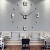 Wholesale- Hot sales Excellent Quality Large Design DIY 3D Mirror Wall Clock Watch Hours Home Room Decor Art Decoration