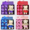6Pcs / Box Romantic Rose Soap Flower con Little Cute Bear Doll Grande per San Valentino Giftsfor Regali di nozze o regali di compleanno
