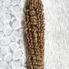 Brazylijska Kinky Curly Hair Micro Loop Human Hair Extensions 100g # 8 Light Brown Zroszony Micro Link Extensions