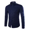 Atacado- 2016 Outono Nova Chegada 17 Cores Camisa Vestido Slim Fit Good Quality Men Camisa Manga Longa Camisetas Hombre tamanho 3xl