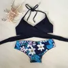 2017 Moda New Arrival Bikini Zestaw Kobiety Sexy Swimwear Swimsuit Kwiat Druku Krzyż Projekt Gorąca Sprzedaż