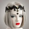 Black / White Lace Flower Rhinestone Dangle Elastic Ribbon Headband Ladies Masquerade Party Hair Garland Band Headwear Girls Headdress