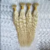 Blonde Hair Keratin U Tip Hair Extensions 1gs 200g NonRemy Brazilian Human Hair 613 kinky curly 200g3491986