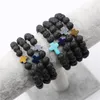 Perles de pierre de lave naturelle brins croisés bracelets porte-bonheur plaqué or argent pour hommes femmes décor de fête bijoux chanceux