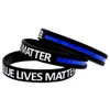 1PC Blue Lives Matter Silicone Caoutchouc Bracelet Doux Et Flexible Noir Taille Adulte Classique Décoration Logo