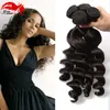 Бразильские волосы для волос Virgin Loose Wave 3 бразильские бразильские бразильские бразильские пушистые человеческие волосы Remy Hair Bundles Loose Curly
