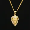 Mode Hip Hop Lion Hoofd Hanger Ketting 18 K Vergulde Plated Bling Charm Hangers voor Vrouwen Mannen