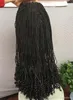 Fashion Short Kinky Twist Flätad Lace Front Wigs Gluvlös naturlig svart peruk med lockiga tips för afroamerikaner