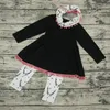 Ensemble de vêtements en coton pour bébés filles, nouveau design, imprimé Floral, tenues pour enfants, robe à manches longues + pantalon + écharpe, 3 pièces/ensemble, printemps-automne