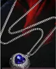 Blauer Edelstein-Urnen-Medaillon-Herz-Anhänger-Halskette, Kristall-Ozean-Liebes-Herzen, Asche-Einäscherungsschmuck