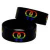 50PCS Pride Girl Gender Logo Silicone Rubber Bracelet 1 Inch Wide Adult Size Black for Gay