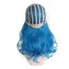 WoodFestival ombre pink blue curly medium length wig women fiber synthetic wig black heat resistant hair wigs 50cm3120407