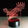 Kartal 3D Masa Lambası Renkli Gece Lambası Dokunmatik Anahtarı 7 Renk Değişimi LED Işık Ev Partisi Dekoratif Nightlight Hediye