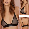 Damen Tanks Camis Großhandel - Schwarz Sexy Mesh-BH Frauen ungepolstert rückenfrei Bralet Bralette Spaghetti Strap Crop Tops S-L1