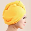 Groothandel- Nieuwe Microfiber Haar Wrap Handdoek Hoed Turban Dames Twist Sneldrogend Droge Cap Dames Pluche Bad Spa Solid Gratis verzending P102