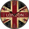 Atacado- Londres Relógio De Parede De Madeira Bandeira De Londres Quarto Grande Decorativo Clássico Relógios De Parede Do Vintage Home Decor Sala Decoração