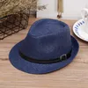 春の夏の男性女性のクロリドレンの麦わら帽子柔らかいFedora Panama Hats屋外男の子女の子子供たちのスティンギブリムジャズキャップトップハットベルトバックルGH-61