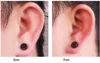 Punkowe fałszywe kolczyki na męskie kolczyki Czarne srebrne stali nierdzewne okrągły klips do uszu dla mężczyzn Kobiety mieszaj rozmiar 6 mm 10 mm 12m3693320