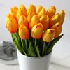 20 pçs / lote Tulip Artificial Flor PU buquê artificial Real toque flores Para Casa de Casamento flores decorativas coroas de flores