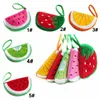 Porte-monnaie de fruits 5 styles Nouveau porte-monnaie en peluche dessin animé fraise pastèque orange sac à main sacs à monnaie sacs pour écouteurs sac de téléphone moblie