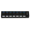 Freeshipping Zewnętrzne 7 portów USB 3.0 Hub On / Off Switch Switter Splitter do Mac Windows XP / Vista / 7/8 / 10 / Mac OS 9.1 Wysoka prędkość