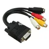 2 Stück/Beutel Freeshipping VGA zu 3 RCA D-Sub VGA SVGA zu S-Video 3 RCA TV AV Konverter Kabel Adapter M/F Stecker