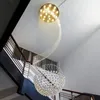 Moderna ljuskronor LED Crystal Chandelier Light Fixture Long Spiral Hotel Villa Home inomhusbelysning vardagsrum lobbyn