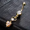 Hotsale Belly Button Rings Dangle 316Lステンレス鋼の輝くCZの心へのリングのピアスジュエリーの女の子の女性