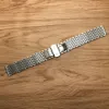 JAWODER horlogeband 18 19 20 22mm Mannen Vrouwen Zilver Pure Solid Roestvrij staal Polijsten Horloge Riem Deployment Buckle Bracelet