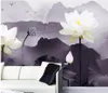 Black and white abstract mountain lotus mood TV background wall mural 3d wallpaper 3d wall papers for tv backdrop