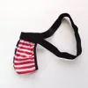 Mens Fashion Thong Sexy Pouch no-back-string G3004 star stripes printed swimsuit fabric flag black waist