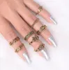 Vintage ring sets antiek zilver / goud gevuld olifant, gegraveerd uitgesneden blad 8 stks Womens Knuckle ring sets vingernagel ring sets