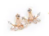 Chic Ear Jacket Earrings Rhinestoned Leaf Branch Earrings For Women Gold /Silver /Rose Gold Tone Ear Jackets Ear Studs