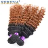 Ombre Indiano Cabelo Profundo Curls 100% Cabelo Humano Weave Onda Profunda Malaio Peruano 3 Pcs Ombre Extensão 1B 30 Barato Extensões de Cabelo