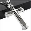 Crucifix Cross Hanger Ketting Armband Blauw / Zwart Gun Plated / Rvs Mode Religieuze Sieraden Voor Vrouwen / Mannen Geloof Ketting