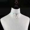 Laser arc-en-ciel en cuir collier ras du cou colliers avec pendentif croix de jésus femmes mode esclave hip hop bijoux volonté et navire de baisse de sable