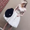 Сексуальные с плеча короткие платья выпускного вечера 2017 атласное и белое кружево длиной до колен вечерние платья корсет назад платье возвращения домой