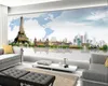Kreatives 3D-Architektur-Weltkarte-Wandbild Eiffelturm-Tapete für Wände 3 d für Wohnzimmer