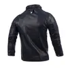 Männer Motorrad Schwarz Männlichen Leder Jacken Taste Zipper Biker Pilot Schaffell Mantel M-2XL hohe qualität